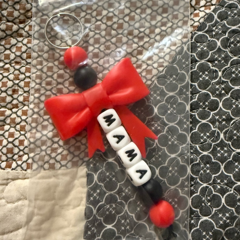 Red and Black Bow Keychain